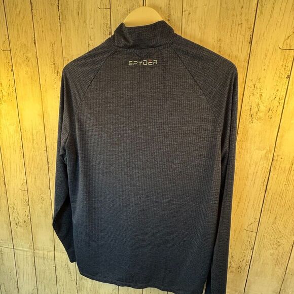 Spyder Active Shirt Men's Medium Blue 1/4 Zip Long Sleeve Pullover Mock Neck - Picture 3 of 7